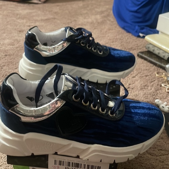 MOSCHINÓ SIZE EU 36 NEW SNEAKERS TENNIS SHOES ROYAL DEEP BLUE VELVET 💙 - Picture 6 of 10